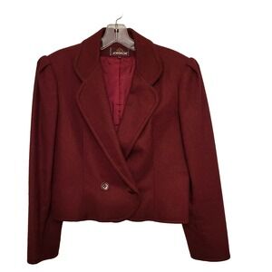 Vintage 80s Red Wine Jordache Wool Blend Lined Short Power Jacket Blazer Med